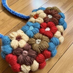 Handmade flower crochet purse/ satchel
